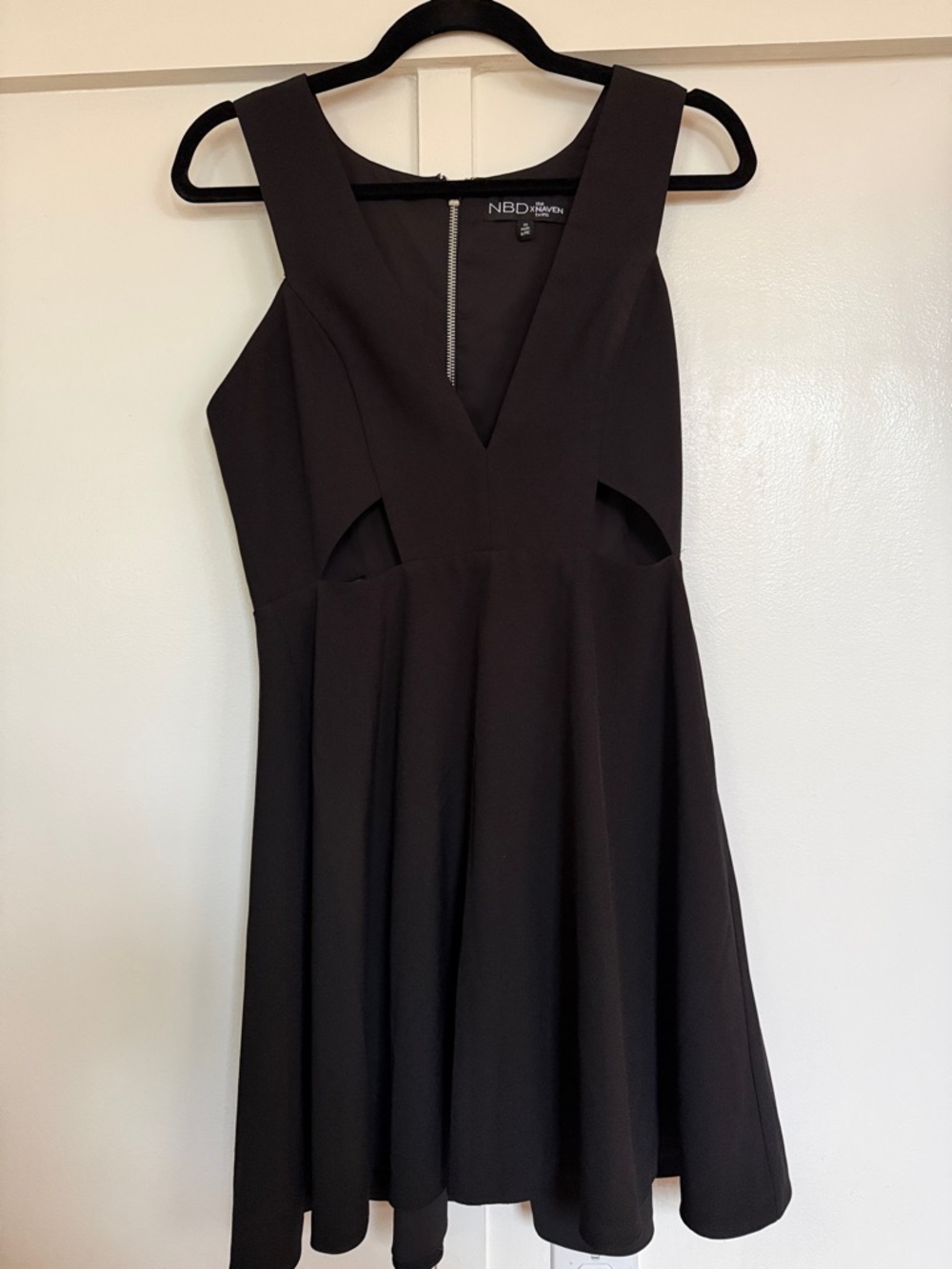 Black V-Neck Cutout Skater Dress